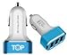 TopG Smart Mini XS 5.1 AMP 3-Port Rapid USB Car Charger for Apple and Android Devices (High Output) - Ocean Blue