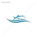 Sticker Fish Tuna In Waves durable Boat wildlife whole strength fin (7 X 2,26 Inches) Blue