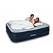 Intex Deluxe Pillow Rest Raised Airbed with Soft Flocked Top for Comfort, Built-in Pillow and Electric Pump, Queen, Bed Height 16 3/4