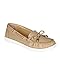 Nature Breeze CC29 Women Leatherette Round Toe Ribbon Bow Boat Loafer - Beige (Size: 8.0)