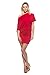 Women's Plus Red Blouson Boat Neck Asymmetric Off The Shoulder Party Mini Dress (2X)