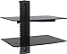 Wali® 2x Black Floating Shelf with Strengthened Tempered Glass for DVD Players/Cable Boxes/Games Consoles/TV Accessories