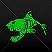 Decals Stickers Skeleton Fish Bones Skull Tablet Laptop Weatherproof Green (6 X 4.41 In)