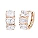 Romantic Time Multi Faces Diamod Four Prong Hollowed Holes French-back 18k Rose Gold Plated Hoop Earrings