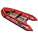 Seamax New Style Ocean380 Red or Dark Gray 12.5ft Inflatable Boat with Aluminum Floor, Heavy Duty Design, Pontoon Diameter 17.5