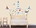 Red, Light Blue and White Retro Nautical Wall Decal for Children's Room
