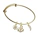 Gold Tone Small Crystal Sabre Tooth Gold Tone Ship's Wheel Expandable Bangle Bracelet