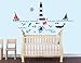Nautical Wall Decal in Red, Navy and Gray for Nursery
