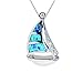 Sterling Silver Created Blue Created Opal and Cubic Zirconia Sailboat Charm Pendant