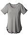 Doublju Womens High-Low Hemline Straight Fitted Style T-shirts