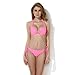 Abless® 2015 Women New Sexy Pink Add-2-Cups Halter Top Bikini Swimwear Set with Push-up Molded Cups CA153001-104