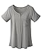 Doublju Womens Round Slit Detailed Short Sleeve Pocket T-shirt