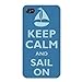 Apple Iphone Custom Case 4 4s White Plastic Snap on - Keep Calm and Sail On Sailboat