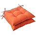 Pillow Perfect Indoor/Outdoor Sundeck Tufted Seat Cushion, Orange, Set of 2