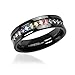 Jet Black - Rainbow Super Full String Clear & Rainbow Ring - Gay & Lesbian Pride Stainless Steel Ring (Great as Gay Gift or Wedding Marriage or Engagement band w/ CZ Stones). GLBT / LGBT Pride Jewelry (5)
