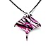 Handmade Manta Ray Stingray Art Glass Blown Sea Animal Figurine Pendant Necklace Jewelry - Pink
