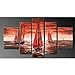 Anna's Studio Hand Painted Red Sailboat 5 Piece Abstract Oil Paintings On Canvas Wall Art Ready To Hang for Wall Decorations Home Decor Paintings For Living Room.