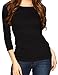 Lolichy 3/4 Sleeves Black Womens Tee Shirts Boat Neck Blouses Top L