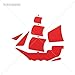 Vinyl Sticker Decals Pirate Sail Boat Caravel Sports Bike sea scrapbook sailboat danger (14 X 12,6 Inches) Red
