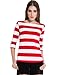 Camii Mia Women's Spring 3/4 Sleeves Cotton Stripe Pattern T-Shirt