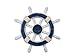 Handcrafted Nautical Decor Rustic Dark Blue and White Ship Wheel, 12