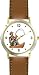 Old Fisherman or Man in Boat Fishing - WATCHBUDDY® DELUXE TWO-TONE THEME WATCH - Arabic Numbers - Brown Leather Strap-Women's Size-Small