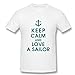 Lsharpe Men's T Shirt Anchor Keep Calm And Love Sailor White