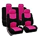 FH-FB050114 Flat Cloth Car Seat Covers Pink / Black Color