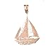 Necklace Obsession's 14K Rose Gold 38mm Sailboat Pendant Necklace