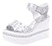 Learance Girl Women's Beaded Peep-toe Wedges Sandals Color Silver Size 6