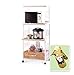 New White Kitchen Rolling Microwave Cart with Power Strip Includes Free Oven Mitt!