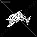 Sticker Skeleton Fish Bones Truck Motorcycle Helmet durable Boat isolated remains trolling saltwater (10 X 6,29 Inches) Vinyl color White