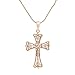 Romantic Time Hollowed Out Budded Chunky Cross Gemstone Studded Christian Pendant Necklace