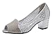 Lesrance Women's Ladies Peep Toe Hollow Thick Heel Shoe Color Silver Size 5.5