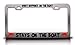 WHAT HAPPENES ON THE BOAT STAYS ON THE BOAT Fish Fishing Metal License Plate Frame Chrome