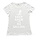 FQZX Women's Keep Calm And Go Sailing T Shirt Medium White