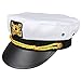 Embroidered Men's Adult Yacht Captain Hat, White, One Size