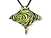 Handmade Manta Ray Stingray Art Glass Blown Sea Animal Figurine Pendant Necklace Jewelry - Green