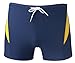 Linemoon Men's Solid Spliced Boxer Swimming Brief Elastic Trunks Blue 29-31 Inches