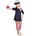 Metee Dresses Little Girls Wa Boats Striped Bow 2-Piece Set Navy XL(130,5-6 Years)