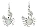 Clear White Crab Iridescent Foil Rhinestone Silver Tone Dangle Earrings