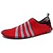 QILE Men's and Women's 2015 New Skin Barefoot Portabal Shoes for Water Sports Swim Beach Volleyball Surfing Rafting Diving Boarding Yacht Boat Fishing Yoga Exercise Red Shoes 10.5-11 US