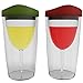Wineova Plastic Wine Glasses with Lid, 10 Ounze, Set of 2, with Red and Green Drink-through Lid