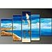 Cherish Art 100%Hand Painted Oil Paintings Gift Hot Sale Blue Sea Shore 5 Panels Wood Inside Framed Hanging Wall Decoration