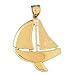 Necklace Obsession's 14K Yellow Gold 37mm Sailboat Pendant Necklace