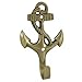 Nautical Wall Mounted Anchor Hook, Matte Antique Brass Metal Hanger, 6-inch