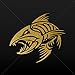 Sticker Decal Angry Fishbone Figure Tablet Laptops Weatherproof Sports Gold-Matte (5 X 4.4 In)