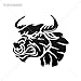 Decal Stickers Angry Bull Motorbike Boat torture animal wall street (4 X 3,71 Inches) Vinyl color Black