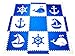 SoftTiles Nautical Ocean Theme Kids Interlocking Foam Playmat Blue and White 78
