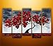 Cherish Art Hand Painted Oil Paintings Beautiful Maple Tree Swaying In The Wind 5 Panels Wood Framed Inside For Living Room Art Work Home Decoration